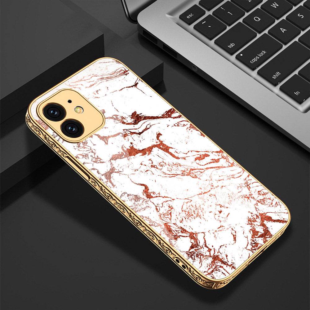 iPhone 11 Cover - White Marble Series 2 - Premium Electroplated Shutterproof Case Soft Silicon Borders Case - Futurestore.pk