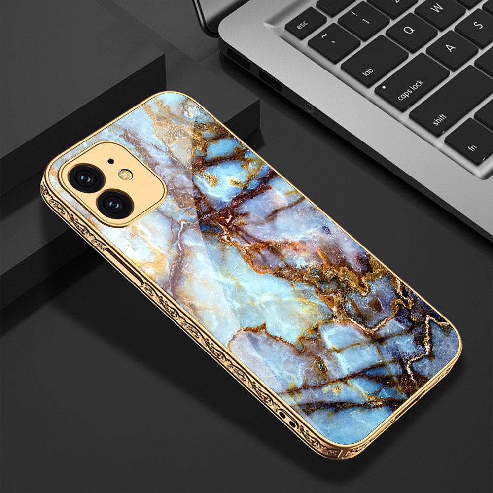 iPhone 11 Cover - Colorful Marble Series - Premium Electroplated Shutterproof Case Soft Silicon Borders Case - Futurestore.pk