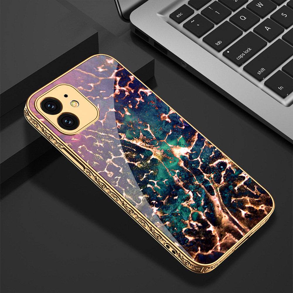 iPhone 11 Cover - Colorful Marble Series - Premium Electroplated Shutterproof Case Soft Silicon Borders Case - Futurestore.pk