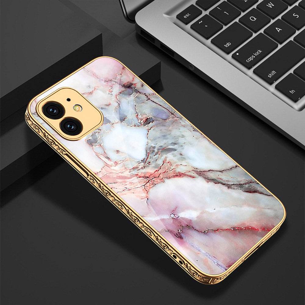 iPhone 11 Cover - Colorful Marble Series - Premium Electroplated Shutterproof Case Soft Silicon Borders Case - Futurestore.pk
