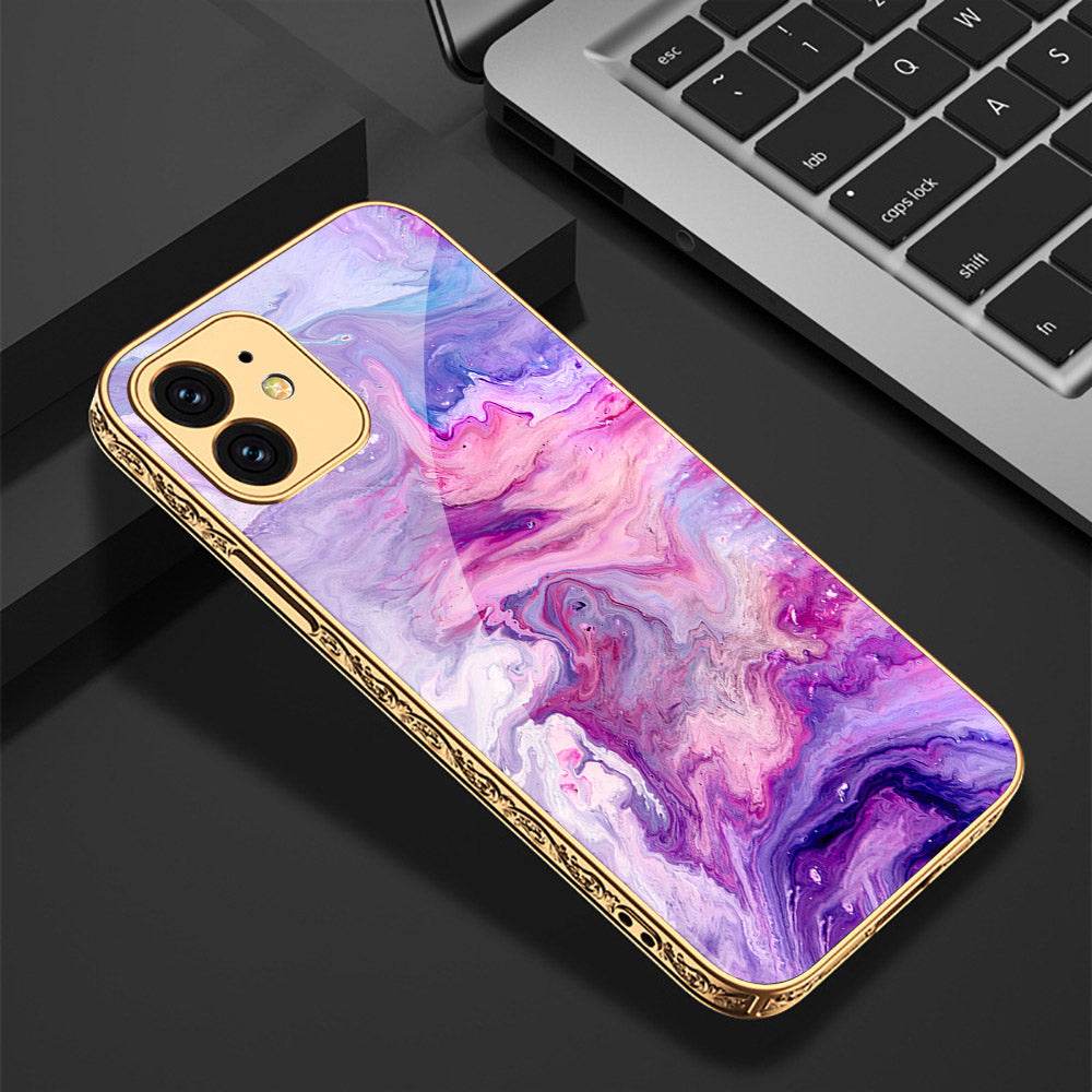 iPhone 11 Cover - Colorful Marble Series - Premium Electroplated Shutterproof Case Soft Silicon Borders Case - Futurestore.pk