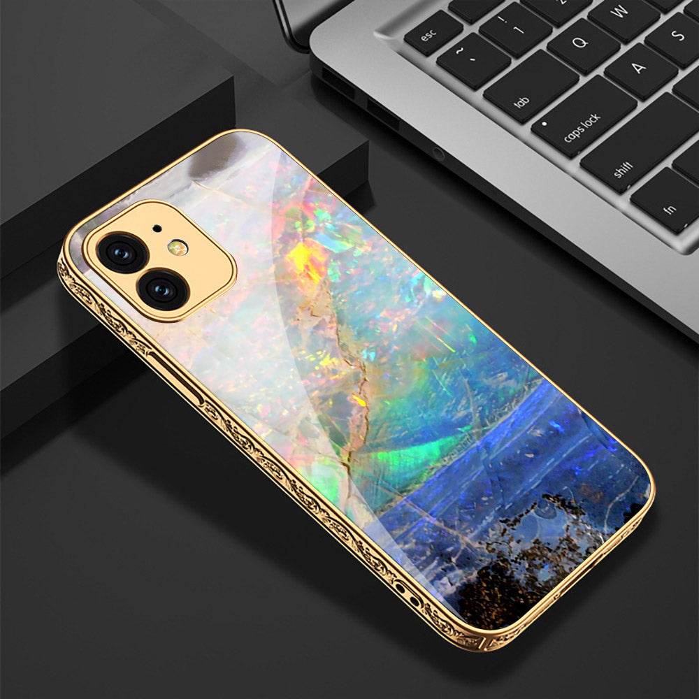 iPhone 11 Cover - Colorful Marble Series - Premium Electroplated Shutterproof Case Soft Silicon Borders Case - Futurestore.pk
