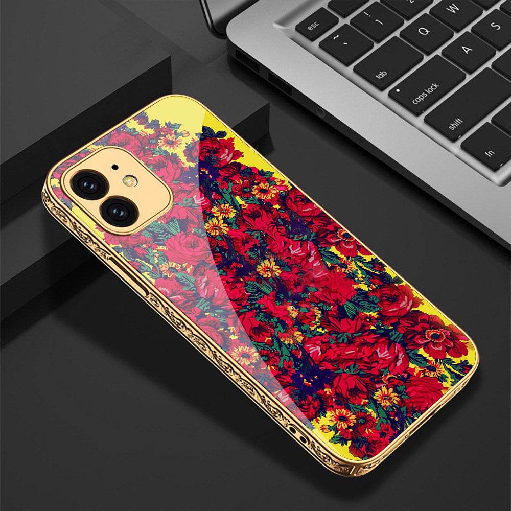 iPhone 11 Cover - Floral Series - Premium Electroplated Shutterproof Case Soft Silicon Borders Case - Futurestore.pk