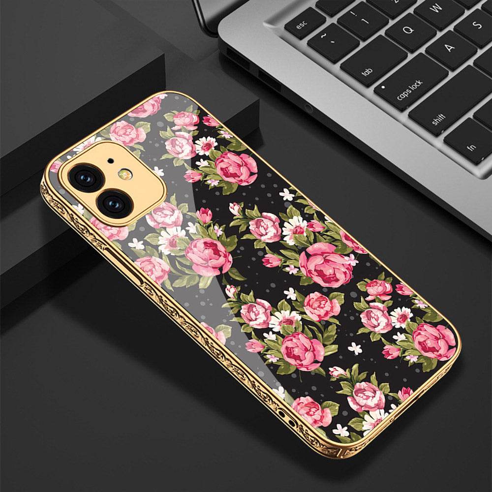 iPhone 11 Cover - Floral Series - Premium Electroplated Shutterproof Case Soft Silicon Borders Case - Futurestore.pk