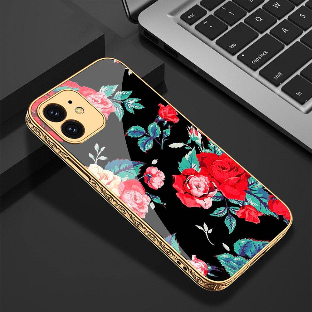 iPhone 11 Cover - Floral Series - Premium Electroplated Shutterproof Case Soft Silicon Borders Case - Futurestore.pk