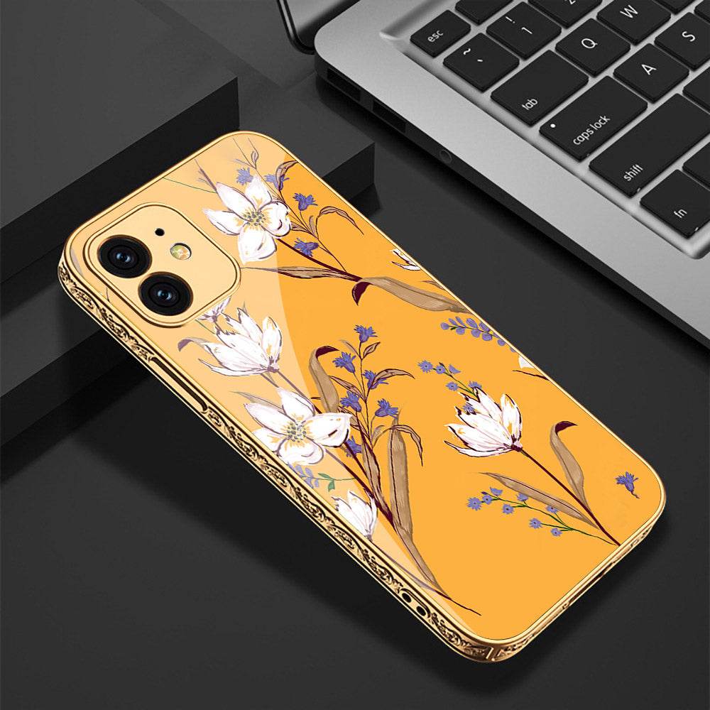 iPhone 11 Cover - Floral Series - Premium Electroplated Shutterproof Case Soft Silicon Borders Case - Futurestore.pk
