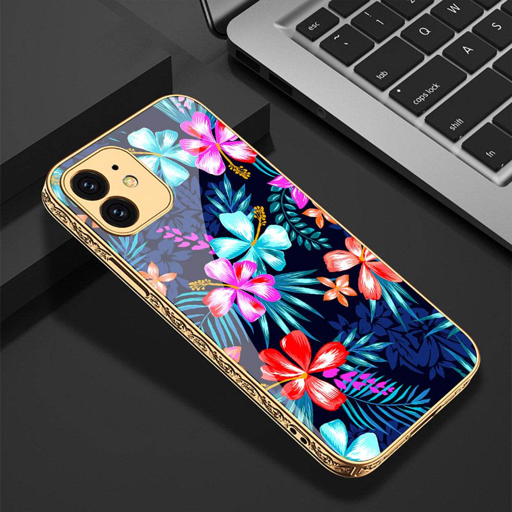 iPhone 11 Cover - Floral Series - Premium Electroplated Shutterproof Case Soft Silicon Borders Case - Futurestore.pk
