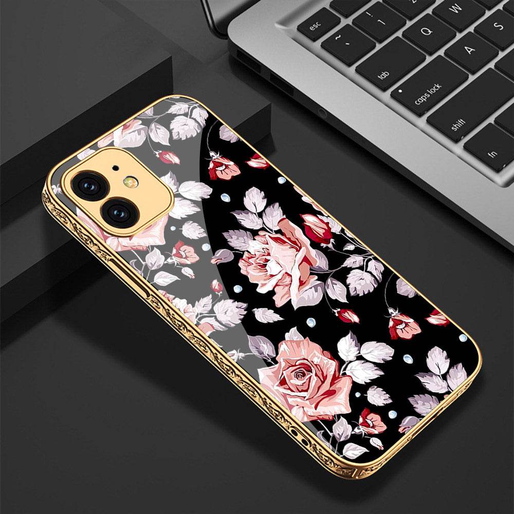 iPhone 11 Cover - Floral Series - Premium Electroplated Shutterproof Case Soft Silicon Borders Case - Futurestore.pk