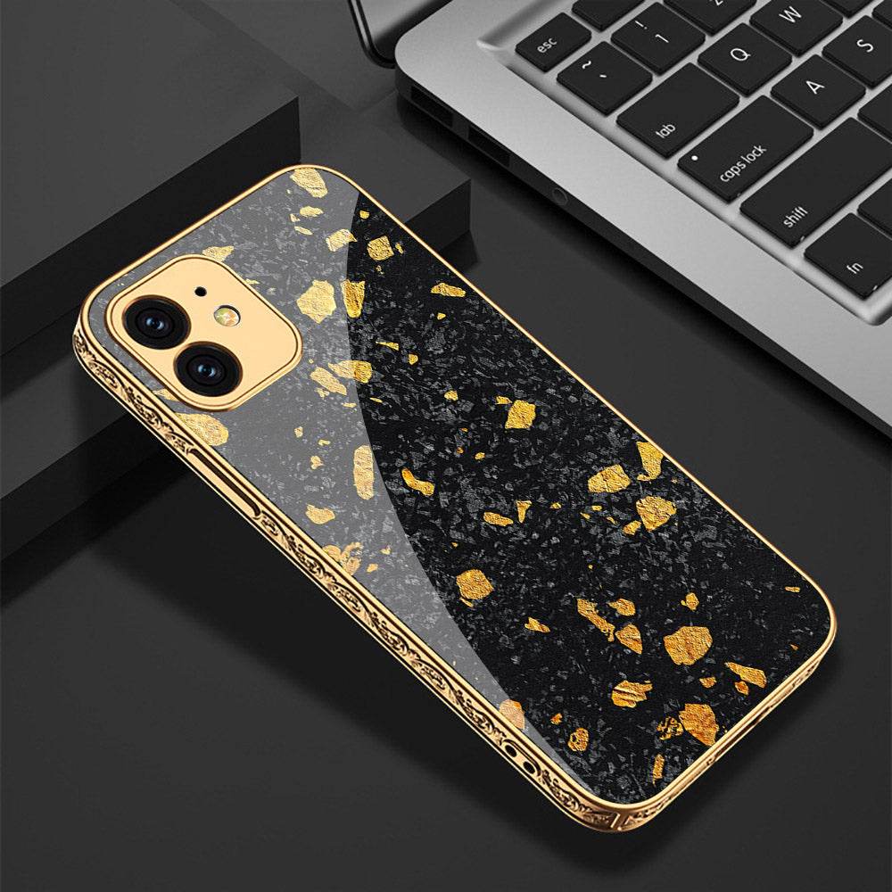 iPhone 11 Cover - Black Marble Series - Premium Electroplated Shutterproof Case Soft Silicon Borders Case - Futurestore.pk
