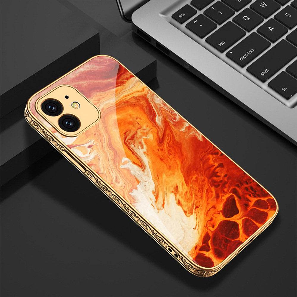 iPhone 11 Cover - Mystic Marble Series - Premium Electroplated Shutterproof Case Soft Silicon Borders Case - Futurestore.pk