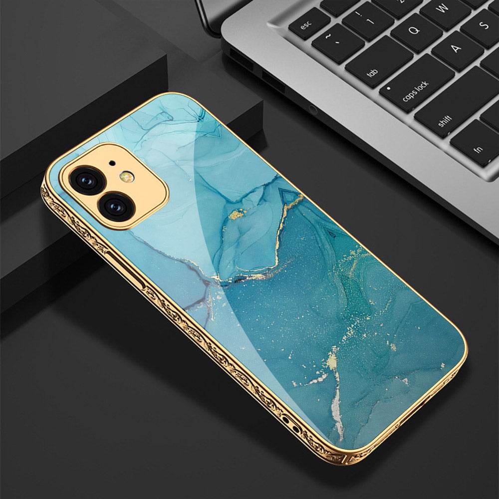 iPhone 11 Cover - Mystic Marble Series - Premium Electroplated Shutterproof Case Soft Silicon Borders Case - Futurestore.pk