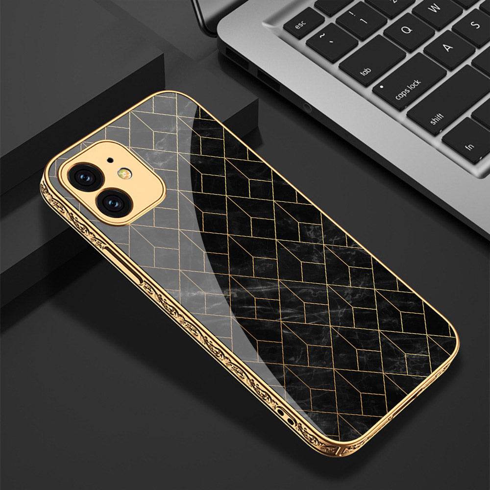 iPhone 11 Cover - Black Marble Series - Premium Electroplated Shutterproof Case Soft Silicon Borders Case - Futurestore.pk