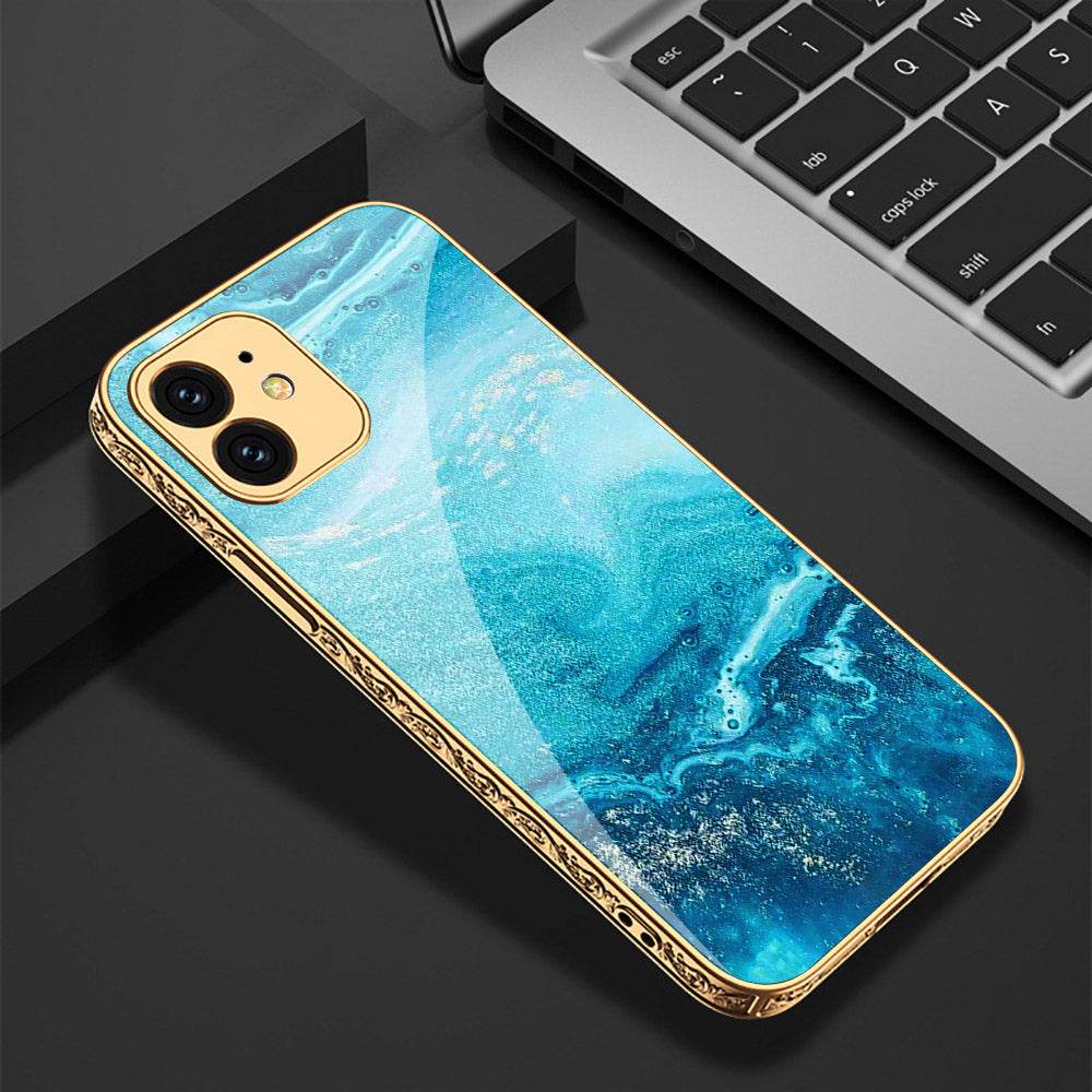 iPhone 11 Cover - Mystic Marble Series - Premium Electroplated Shutterproof Case Soft Silicon Borders Case - Futurestore.pk