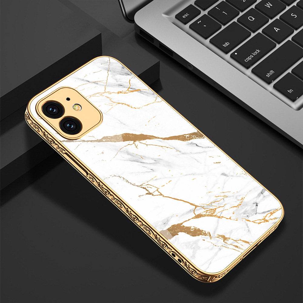 iPhone 11 Cover - Mystic Marble Series - Premium Electroplated Shutterproof Case Soft Silicon Borders Case - Futurestore.pk