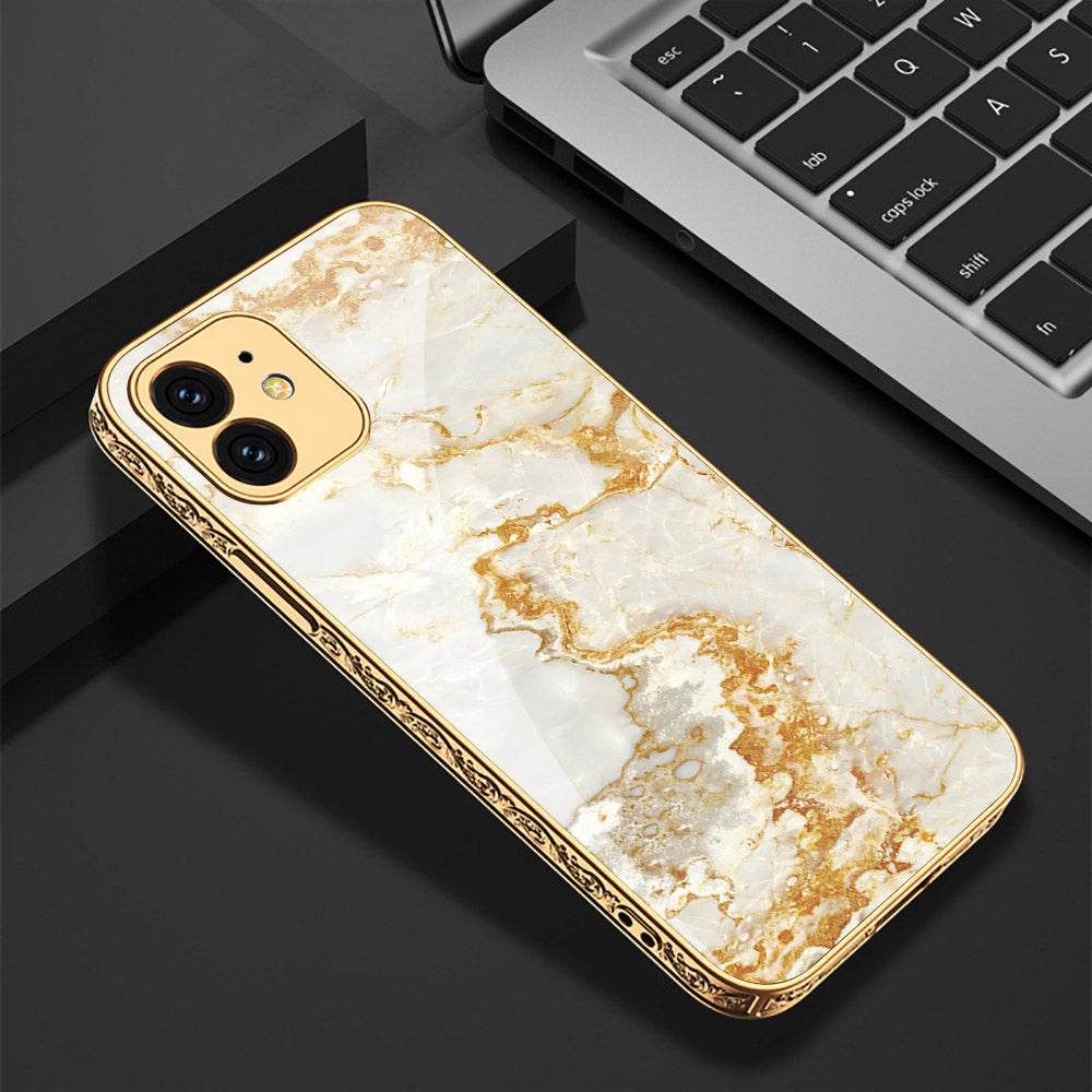 iPhone 11 Cover - Mystic Marble Series - Premium Electroplated Shutterproof Case Soft Silicon Borders Case - Futurestore.pk