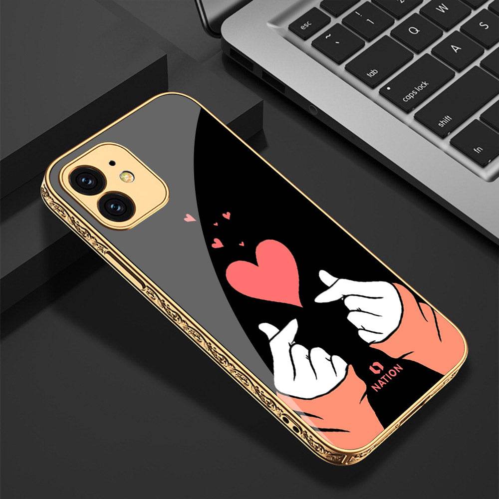 iPhone 11 Cover - Onation Heart Series - Premium Electroplated Shutterproof Case Soft Silicon Borders Case - Futurestore.pk