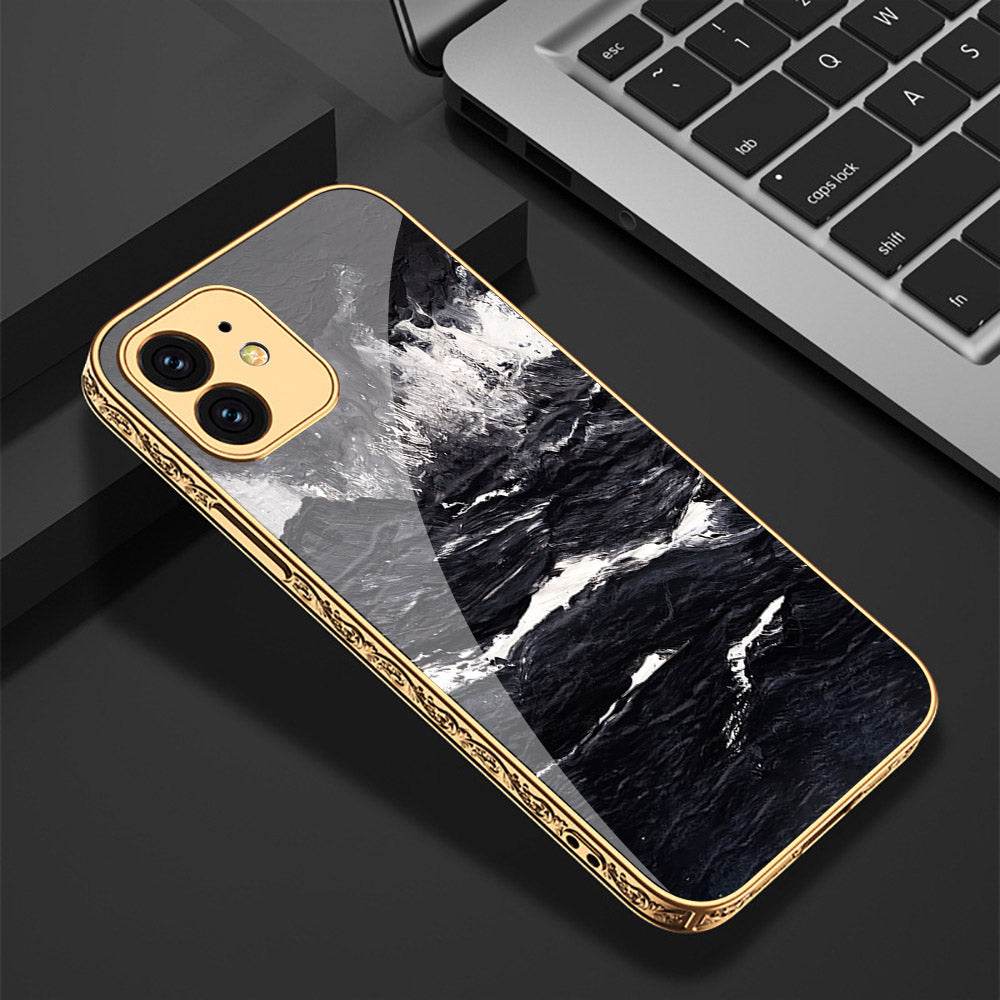 iPhone 11 Cover - Black Marble Series - Premium Electroplated Shutterproof Case Soft Silicon Borders Case - Futurestore.pk
