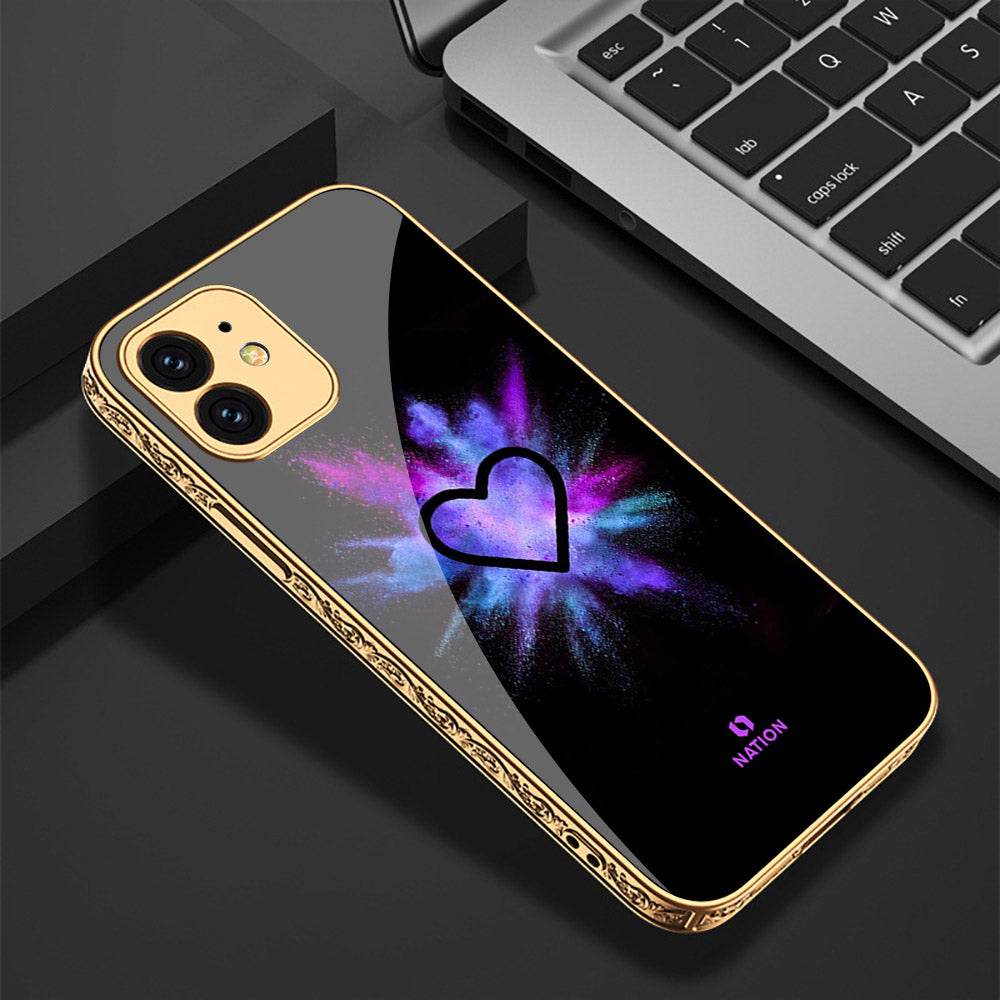 iPhone 11 Cover - Onation Heart Series - Premium Electroplated Shutterproof Case Soft Silicon Borders Case - Futurestore.pk