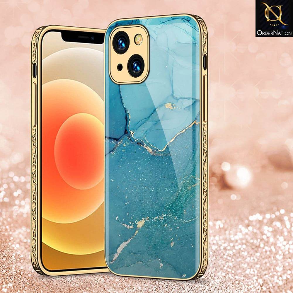 iPhone 13 Cover - Mystic Marble Series - HQ Ultra Shine Premium Infinity Glass Soft Silicon Borders Case Premium Electroplated Glass Soft Case Design3