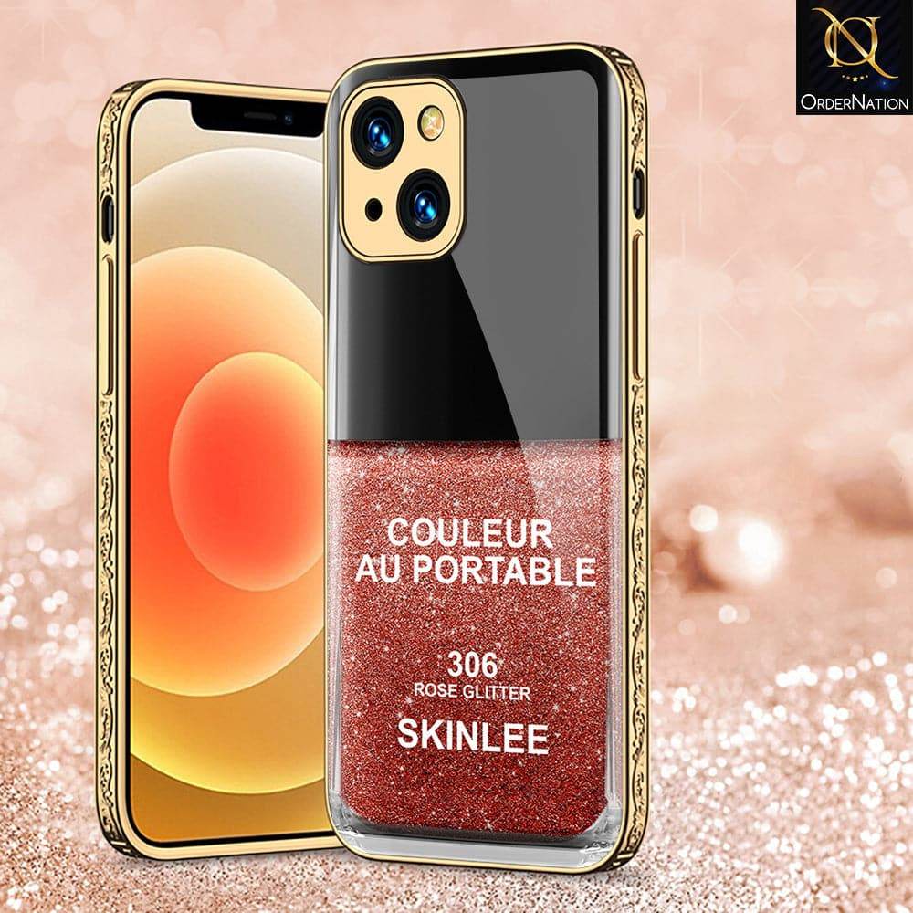 iPhone 13 Cover - Couleur Au Portable Series Series - HQ Ultra Shine Premium Infinity Glass Soft Silicon Borders Case Premium Electroplated Glass Soft Case Design1