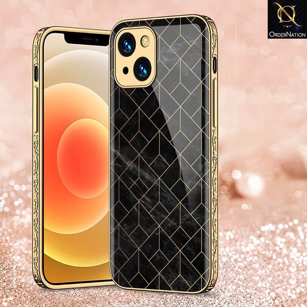 iPhone 13 Cover - Black Marble Series - HQ Ultra Shine Premium Infinity Glass Soft Silicon Borders Case Premium Electroplated Glass Soft Case Design5