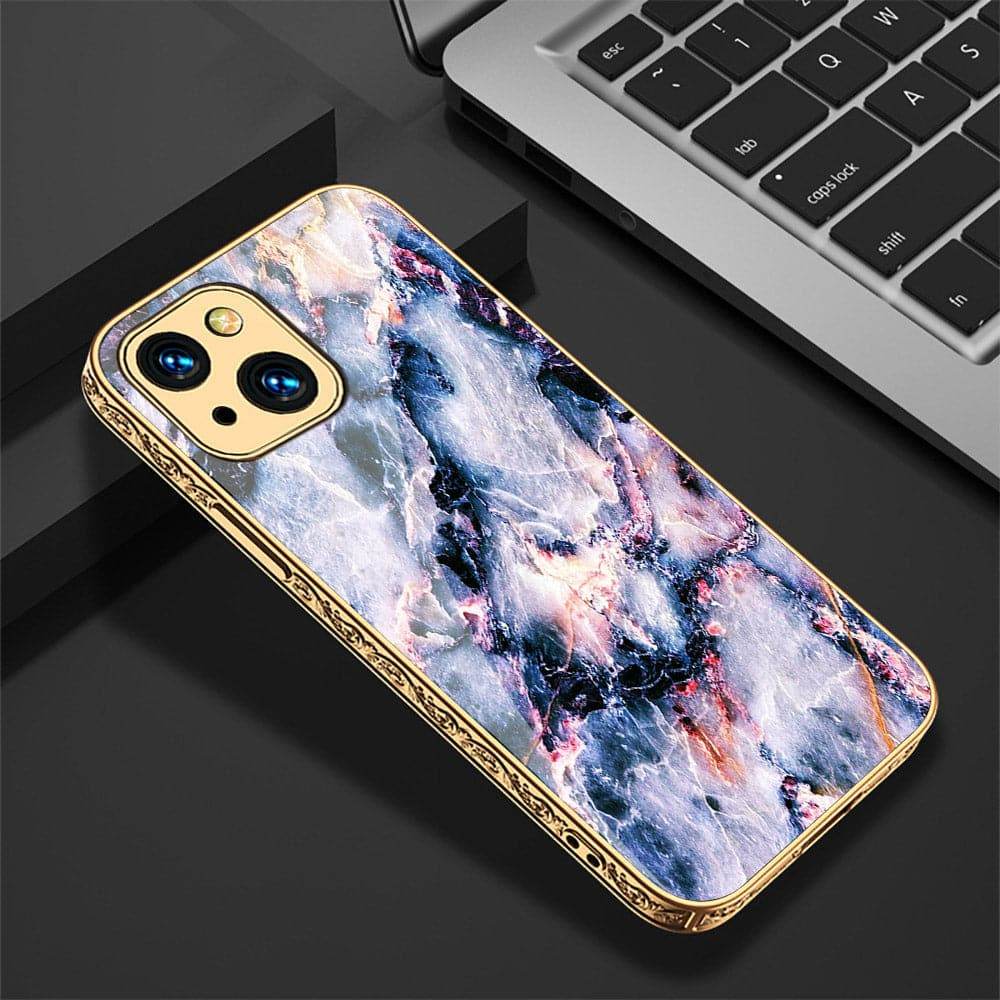 iPhone 13 Cover - Colorful Marble Series - HQ Ultra Shine Premium Infinity Glass Soft Silicon Borders Case