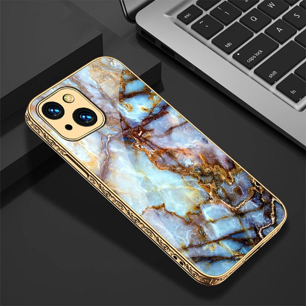 iPhone 13 Cover - Colorful Marble Series - HQ Ultra Shine Premium Infinity Glass Soft Silicon Borders Case