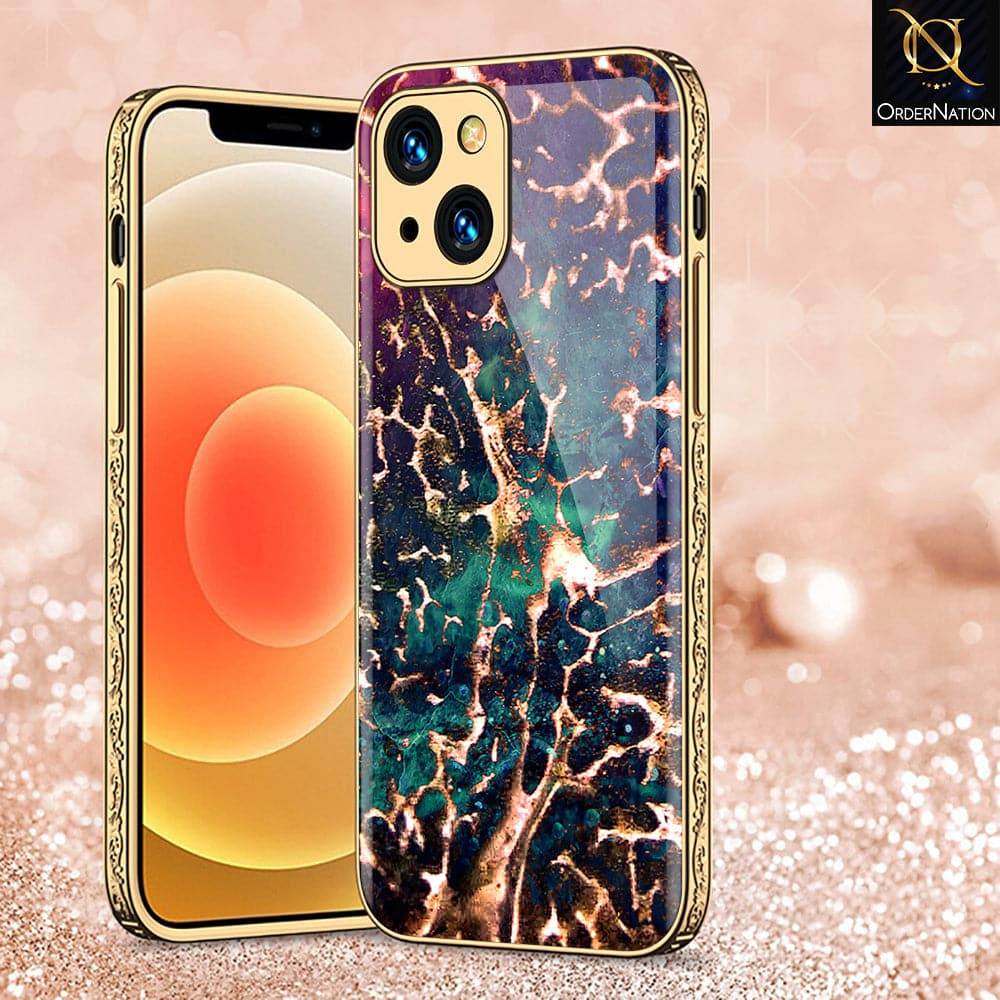 iPhone 13 Cover - Colorful Marble Series - HQ Ultra Shine Premium Infinity Glass Soft Silicon Borders Case Premium Electroplated Glass Soft Case Design4
