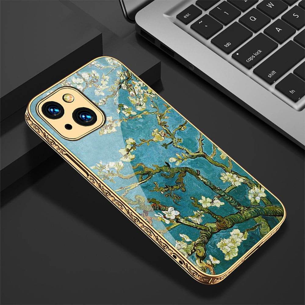 iPhone 13 Cover - Floral Series 2 - HQ Ultra Shine Premium Infinity Glass Soft Silicon Borders Case - Futurestore.pk