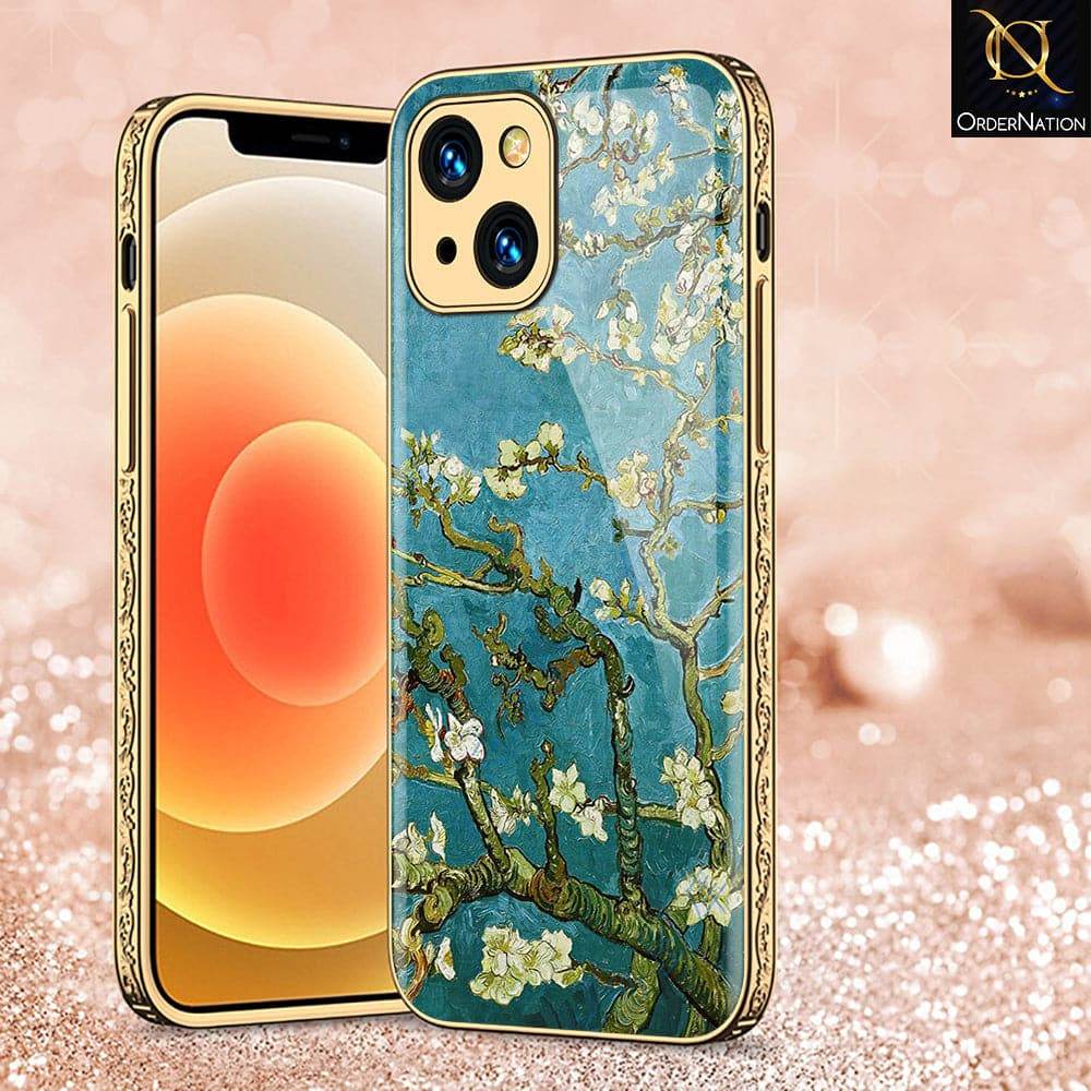 iPhone 13 Cover - Floral Series 2 - HQ Ultra Shine Premium Infinity Glass Soft Silicon Borders Case - Futurestore.pk
