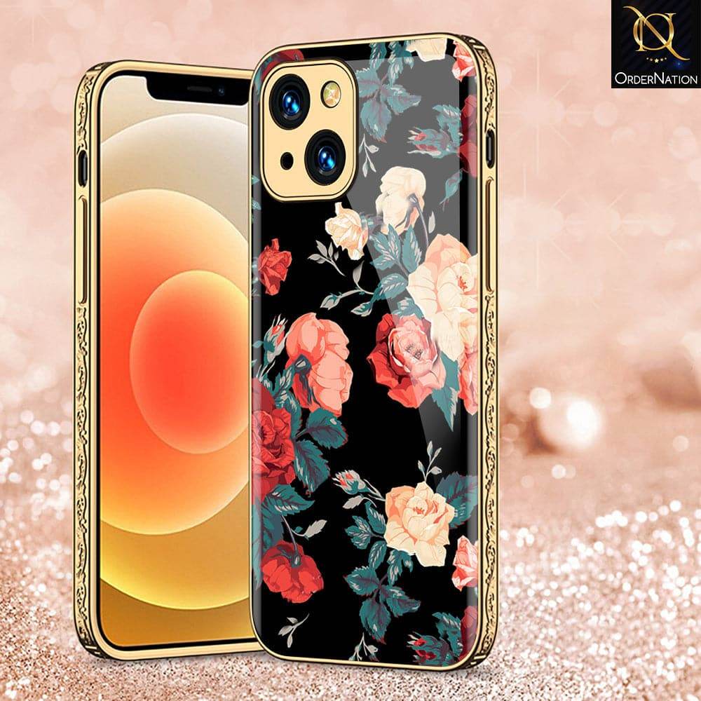 iPhone 13 Cover - Floral Series 2 - HQ Ultra Shine Premium Infinity Glass Soft Silicon Borders Case - Futurestore.pk