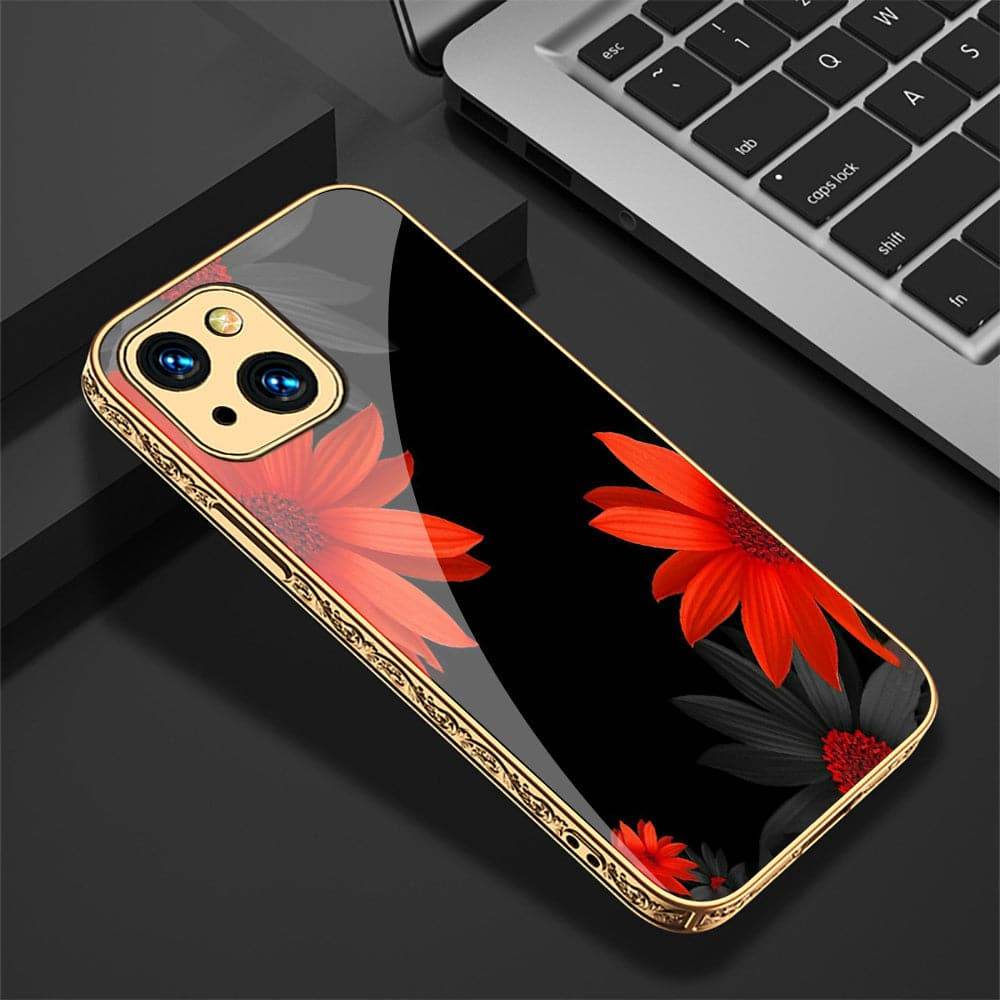 iPhone 13 Cover - Floral Series 2 - HQ Ultra Shine Premium Infinity Glass Soft Silicon Borders Case - Futurestore.pk