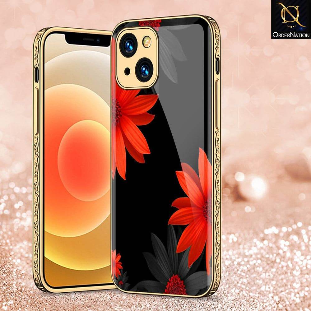 iPhone 13 Cover - Floral Series 2 - HQ Ultra Shine Premium Infinity Glass Soft Silicon Borders Case - Futurestore.pk