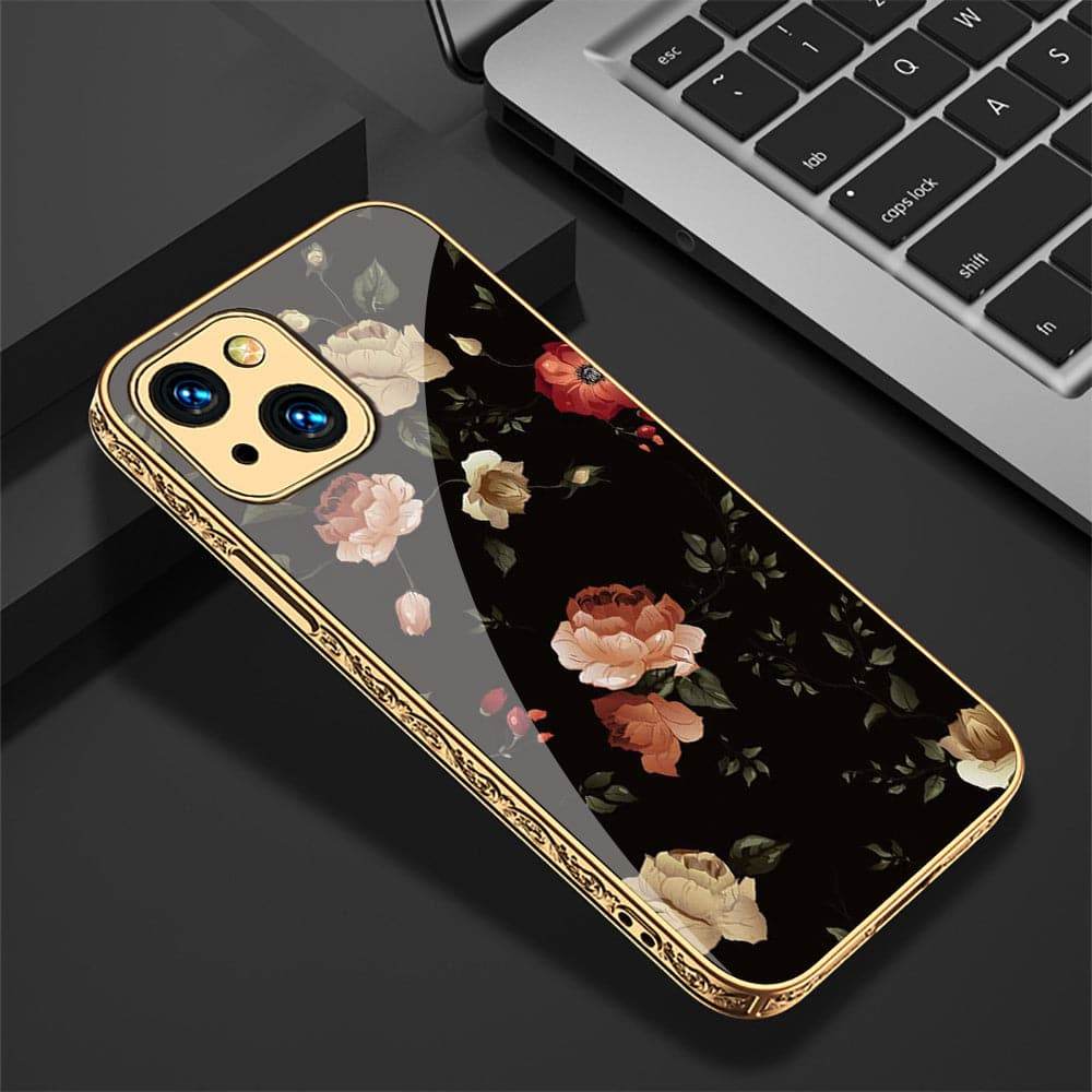 iPhone 13 Cover - Floral Series 2 - HQ Ultra Shine Premium Infinity Glass Soft Silicon Borders Case - Futurestore.pk