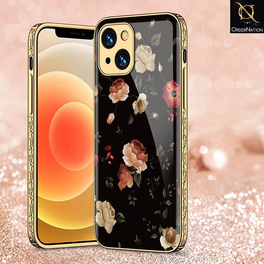 iPhone 13 Cover - Floral Series 2 - HQ Ultra Shine Premium Infinity Glass Soft Silicon Borders Case - Futurestore.pk