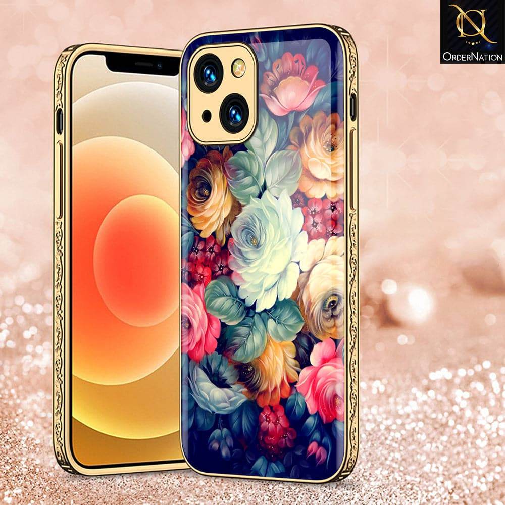 iPhone 13 Cover - Floral Series 2 - HQ Ultra Shine Premium Infinity Glass Soft Silicon Borders Case - Futurestore.pk
