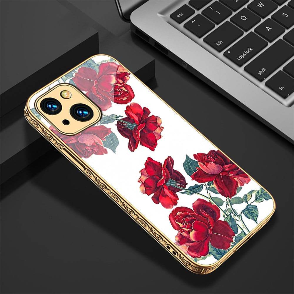 iPhone 13 Cover - Floral Series 2 - HQ Ultra Shine Premium Infinity Glass Soft Silicon Borders Case - Futurestore.pk