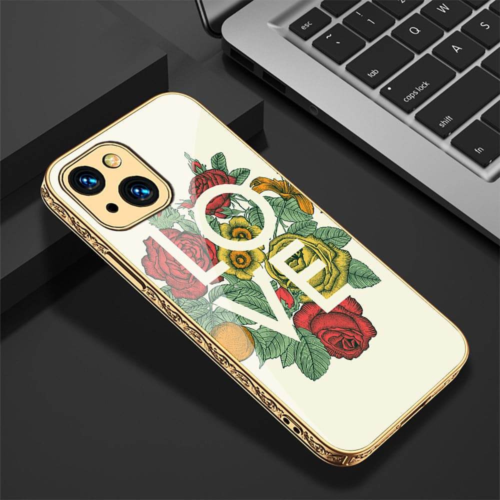 iPhone 13 Cover - Floral Series 2 - HQ Ultra Shine Premium Infinity Glass Soft Silicon Borders Case - Futurestore.pk