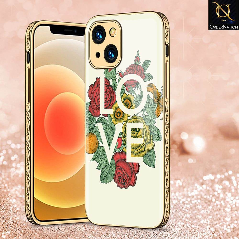 iPhone 13 Cover - Floral Series 2 - HQ Ultra Shine Premium Infinity Glass Soft Silicon Borders Case - Futurestore.pk