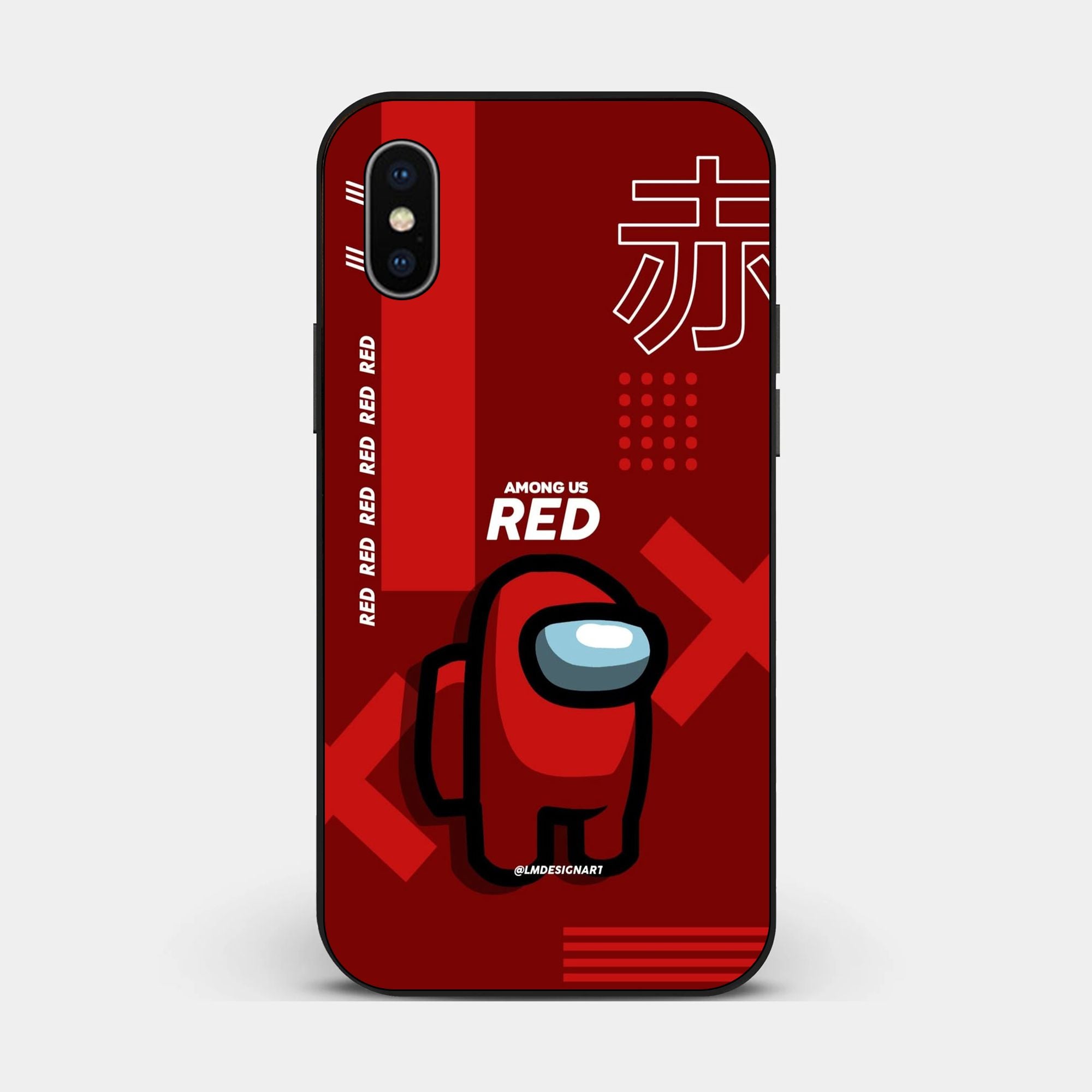 iPhone XS Max - A Red Robot With Background - Premium Glossy Phone Case