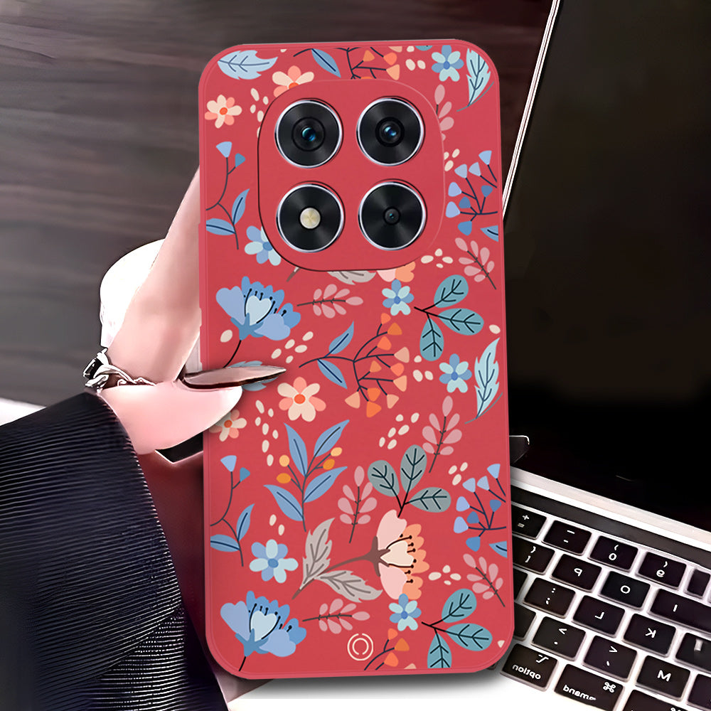 Xiaomi Redmi Note 14 Pro Plus 5G Cover - Red - D1 - ONation Floral Series - HQ Liquid Silicone Soft Case