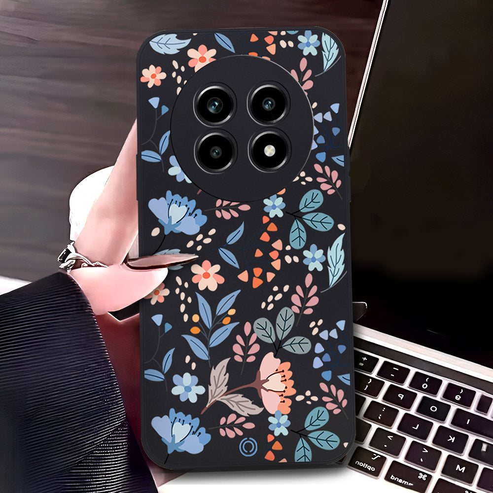 Realme 13 Pro Cover - Black - D1 - ONation Floral Series - HQ Liquid Silicone Soft Case