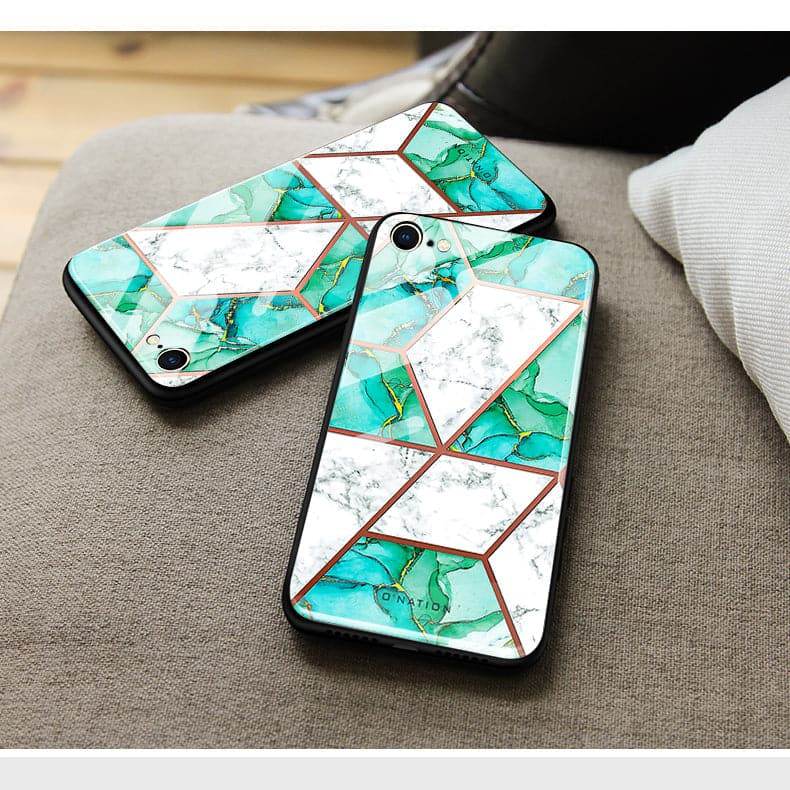 iPhone 13 Cover - O'Nation Shades of Marble Series - HQ Ultra Shine Premium Infinity Glass Soft Silicon Borders Case - Futurestore.pk