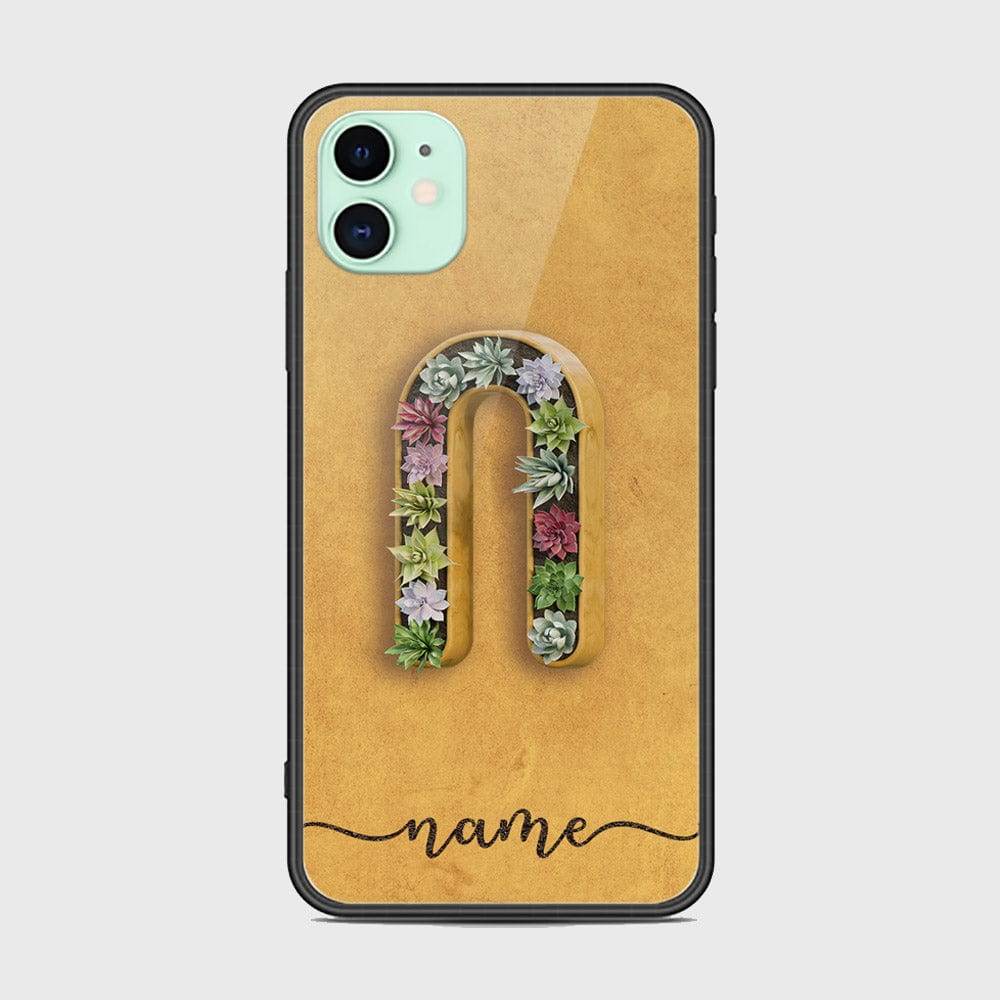 iPhone 11 Cover -Personalized Alphabet Series - HQ Ultra Shine Premium Infinity Glass Soft Silicon Borders Case Rounded Corner Style Design2