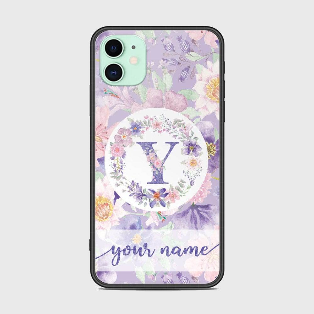 iPhone 11 Cover -Personalized Alphabet Series - HQ Ultra Shine Premium Infinity Glass Soft Silicon Borders Case Rounded Corner Style Design3