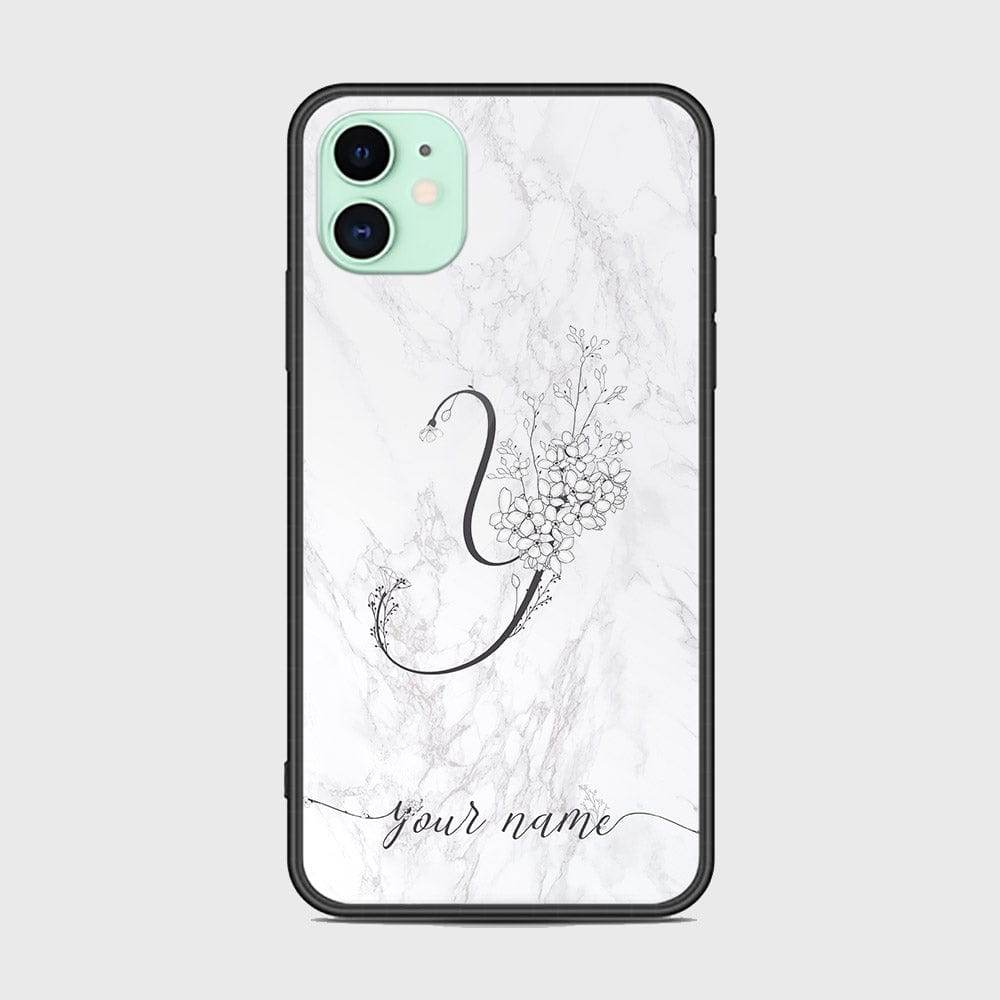 iPhone 11 Cover -Personalized Alphabet Series - HQ Ultra Shine Premium Infinity Glass Soft Silicon Borders Case Rounded Corner Style Design4