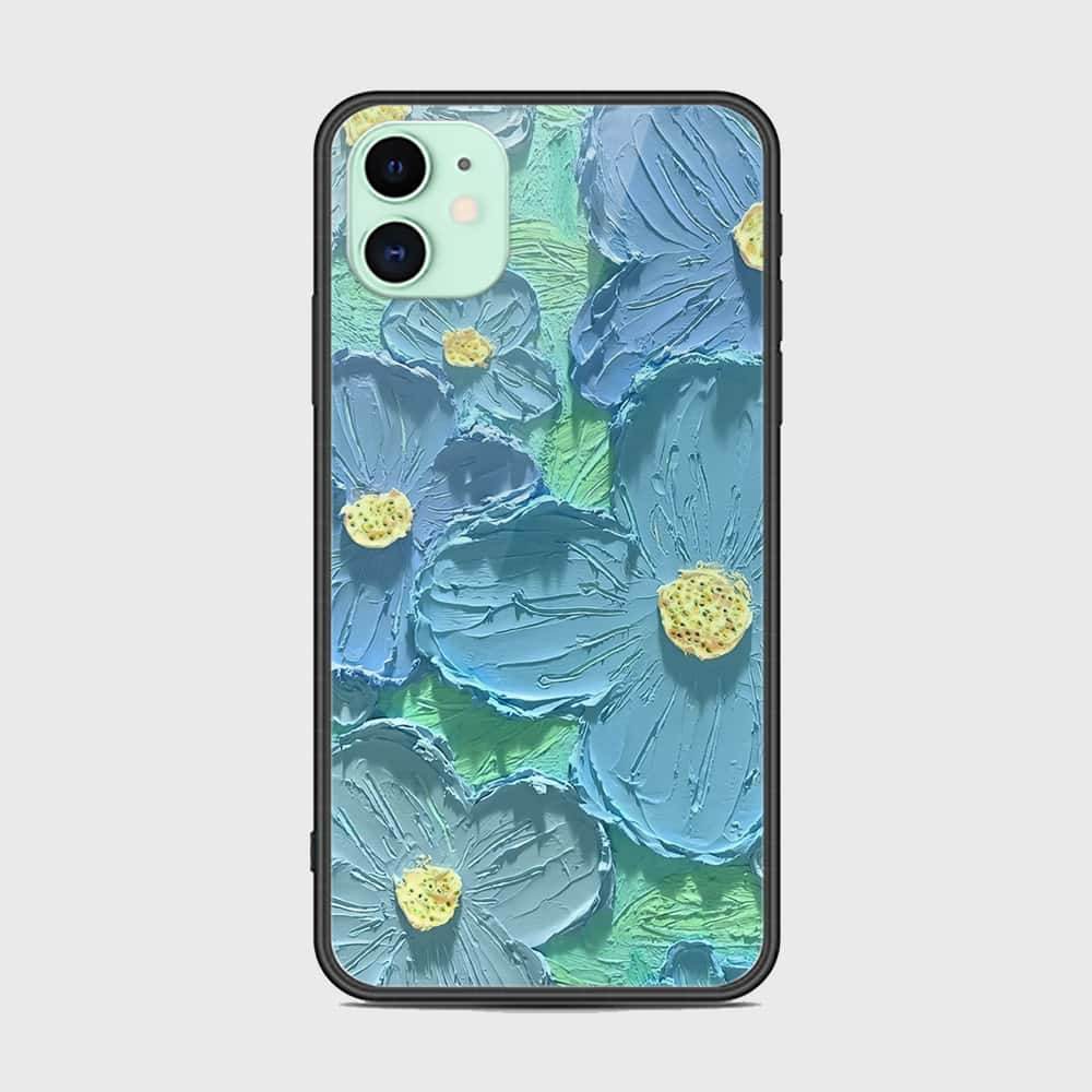 iPhone 11 Cover - Floral Series - Design 1 - Purple & Aqua - HQ Ultra Shine Premium Infinity Glass Soft Silicon Borders Case - Futurestore.pk