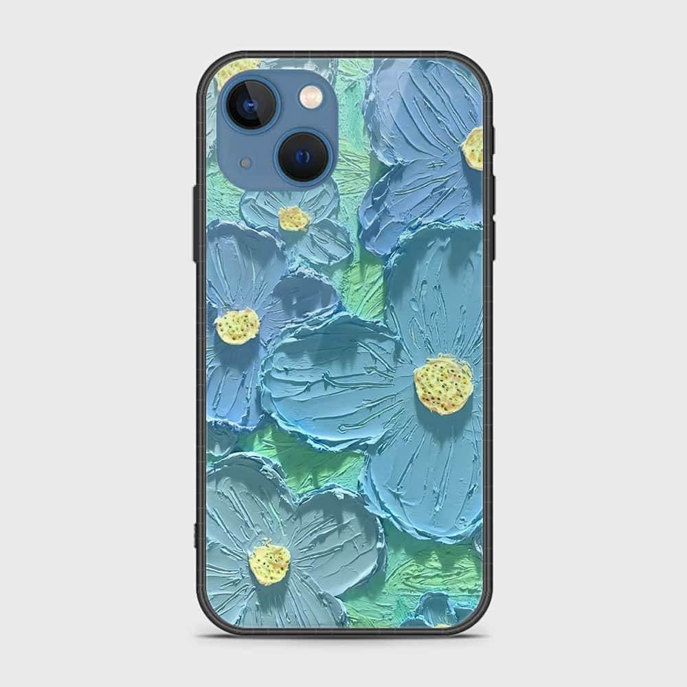 iPhone 13 Cover - Floral Series - Design 1 - Purple & Aqua - HQ Ultra Shine Premium Infinity Glass Soft Silicon Borders Case - Futurestore.pk