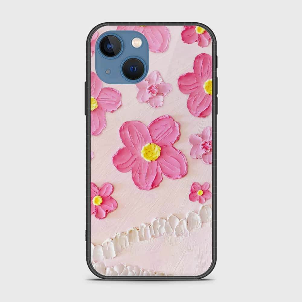 iPhone 13 Cover - Floral Series - Design 2 - Pink - HQ Ultra Shine Premium Infinity Glass Soft Silicon Borders Case