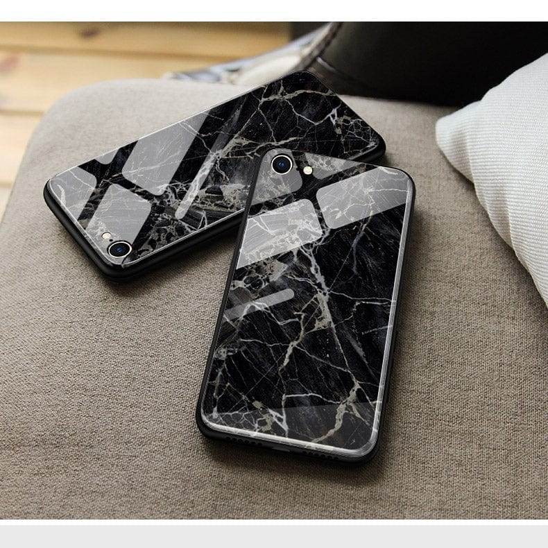 iPhone 13 Cover- Black Marble Series - HQ Ultra Shine Premium Infinity Glass Soft Silicon Borders Case - Futurestore.pk